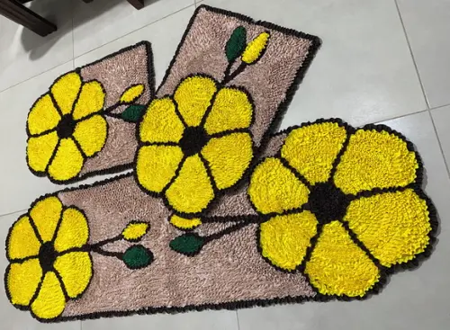 Tapetes Frufru Flor Amarela 1m40cm Antiderrapante