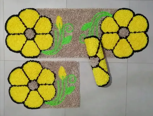 Tapetes Frufru Flor Amarela Antiderrapante