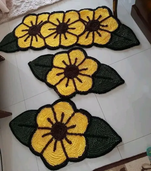 Tapetes Frufru Flor Amarela Antiderrapante