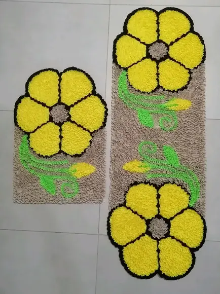 Tapetes Frufru Flor Amarela Antiderrapante
