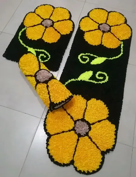 Tapetes Frufru Flor Amarela Antiderrapante