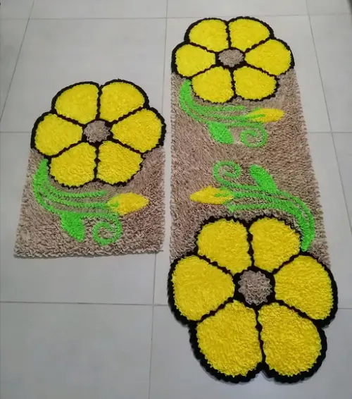 Tapetes Frufru Flor Amarela Antiderrapante