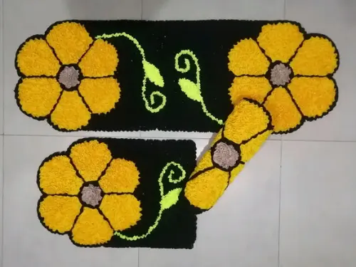 Tapetes Frufru Flor Amarela Antiderrapante