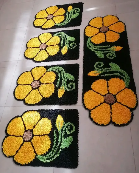 Tapetes Frufru Flor Amarela Antiderrapante