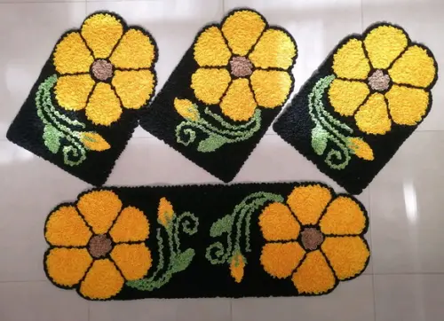 Tapetes Frufru Flor Amarela Antiderrapante