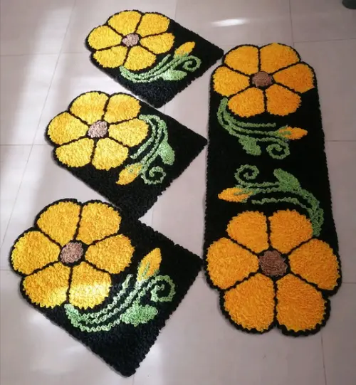 Tapetes Frufru Flor Amarela Antiderrapante
