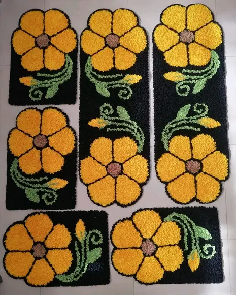 Tapetes Frufru Flor Amarela Antiderrapante