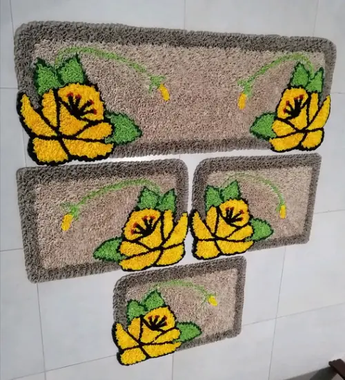 Tapetes Frufru Flor Amarela Antiderrapante
