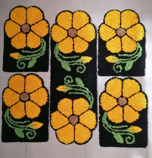 Tapetes Frufru Flor Amarela Antiderrapante