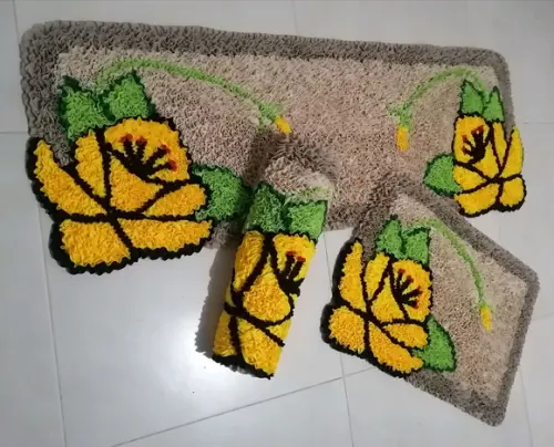 Tapetes Frufru Flor Amarela Antiderrapante