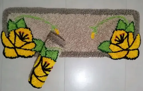Tapetes Frufru Flor Amarela Antiderrapante