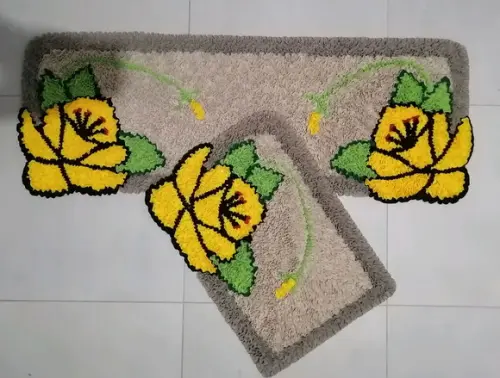 Tapetes Frufru Flor Amarela Antiderrapante