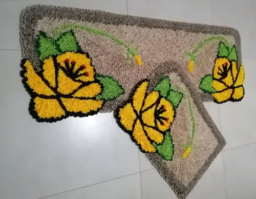 Tapetes Frufru Flor Amarela Antiderrapante