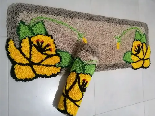 Tapetes Frufru Flor Amarela Antiderrapante