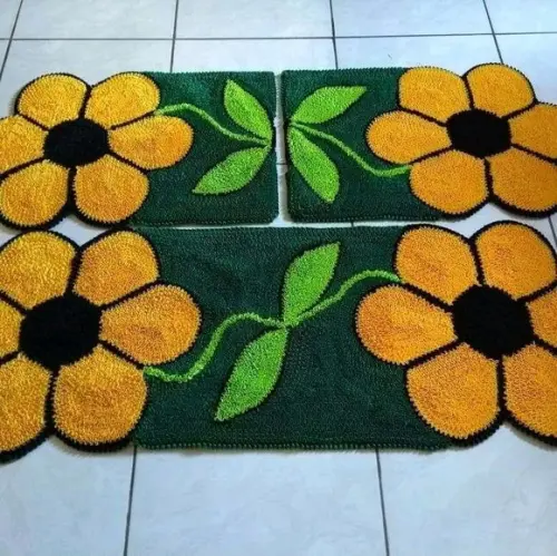 Tapetes Frufru Flor Amarela Antiderrapante
