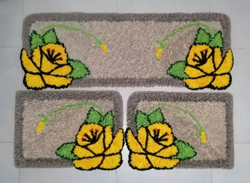 Tapetes Frufru Flor Amarela Antiderrapante