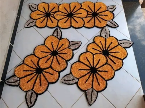 Tapetes Frufru Flor Amarela Antiderrapante