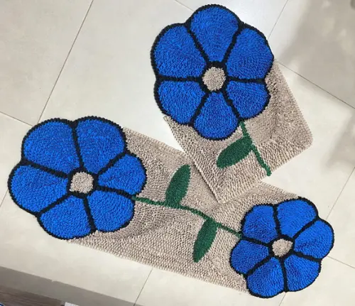 Tapetes Frufru Flor Azul Antiderrapante