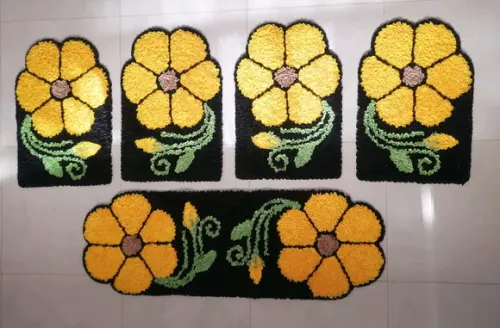 Tapetes Frufru Flor Amarela Antiderrapante