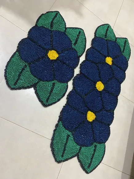 Tapetes Frufru Flor Azul Antiderrapante