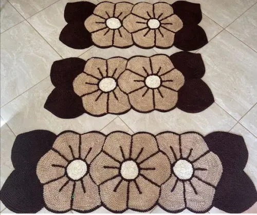 Tapetes Frufru Flor Bege 1m80cm Antiderrapante