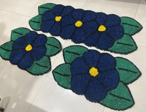 Tapetes Frufru Flor Azul Antiderrapante