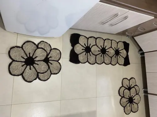 Tapetes Frufru Flor Bege Antiderrapante