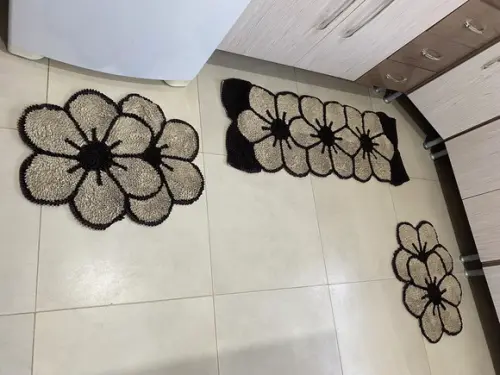 Tapetes Frufru Flor Bege Antiderrapante
