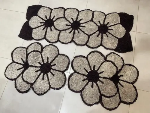 Tapetes Frufru Flor Bege Antiderrapante