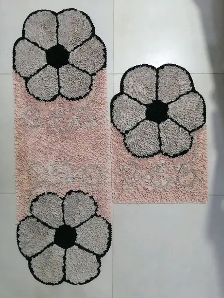 Tapetes Frufru Flor Bege Antiderrapante