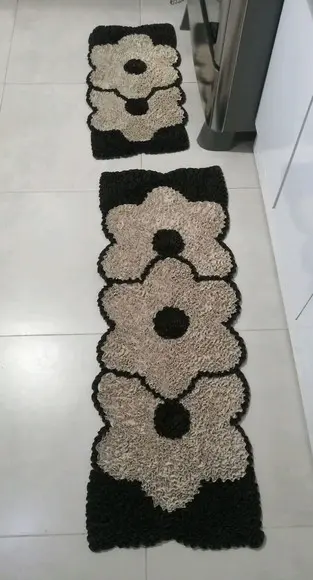Tapetes Frufru Flor Bege Antiderrapante