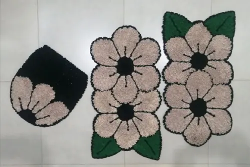 Tapetes Frufru Flor Bege Antiderrapante