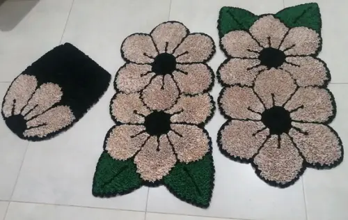 Tapetes Frufru Flor Bege Antiderrapante