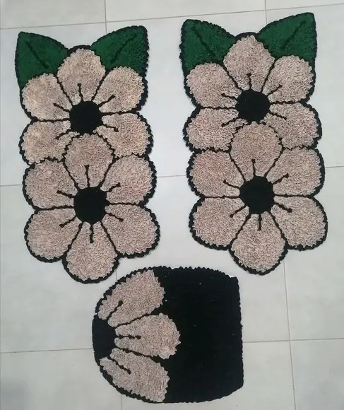 Tapetes Frufru Flor Bege Antiderrapante