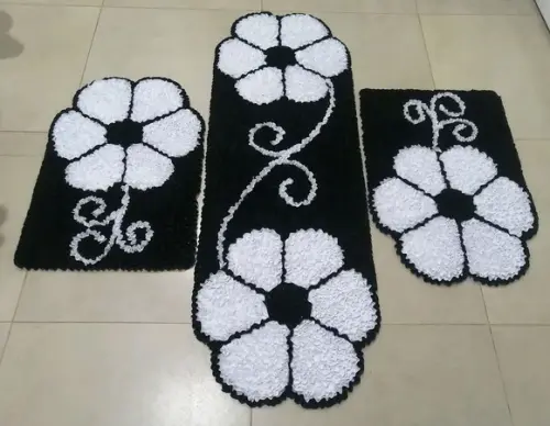 Tapetes Frufru Flor Branca Antiderrapante