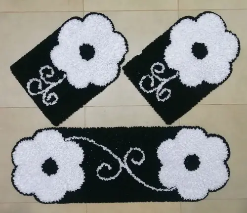 Tapetes Frufru Flor Branca Antiderrapante