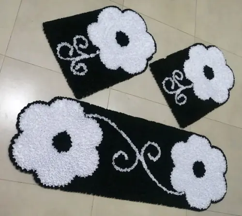 Tapetes Frufru Flor Branca Antiderrapante