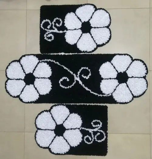 Tapetes Frufru Flor Branca Antiderrapante