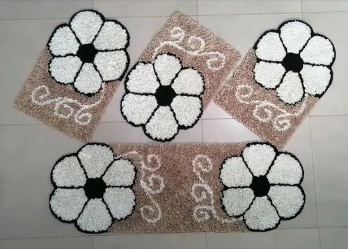 Tapetes Frufru Flor Creme Antiderrapante