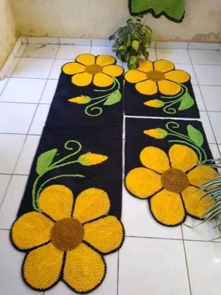 Tapetes Frufru Flor Lilas Passad. 1m50cm e Peqs. 80cm Ant.