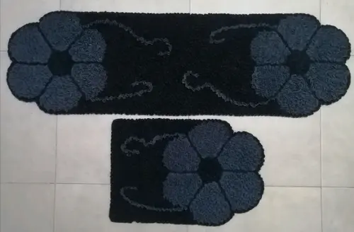 Tapetes Frufru Flor Grafite Antiderrapante