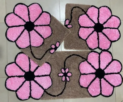 Tapetes Frufru Flor Rosa 1m20cm x 50cm Antiderrapante
