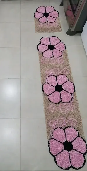 Tapetes Frufru Flor Rosa Claro 1m80cm Antiderrapante