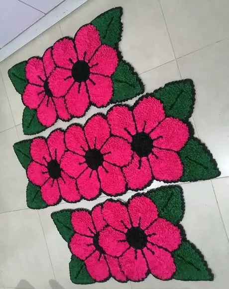 Tapetes Frufru Flor Rosa Antiderrapante