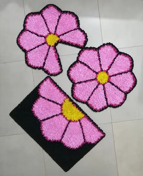 Tapetes Frufru Flor Rosa Bebê Antiderrapante
