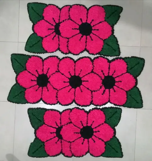 Tapetes Frufru Flor Rosa Antiderrapante