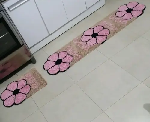 Tapetes Frufru Flor Rosa Claro 1m80cm Antiderrapante
