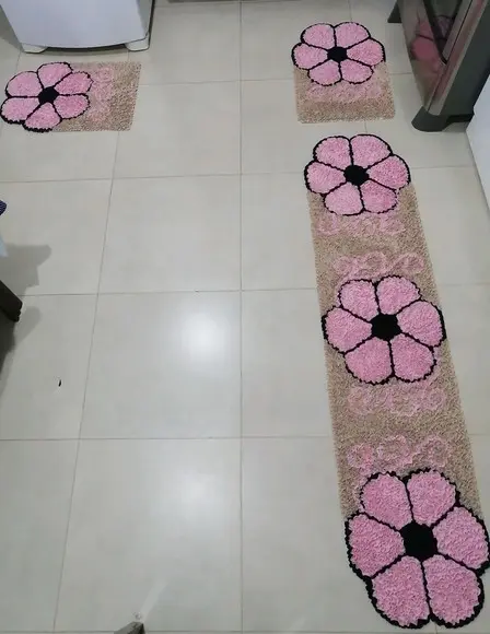 Tapetes Frufru Flor Rosa Claro 1m80cm Antiderrapante
