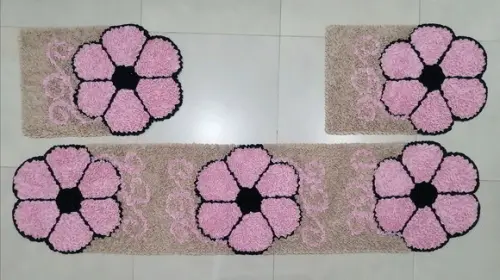 Tapetes Frufru Flor Rosa Claro 1m80cm Antiderrapante