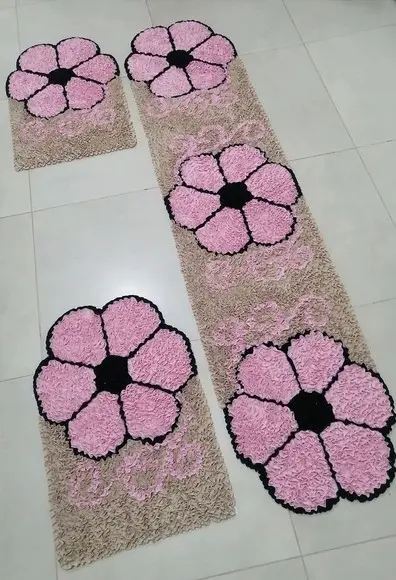 Tapetes Frufru Flor Rosa Claro 1m80cm Antiderrapante